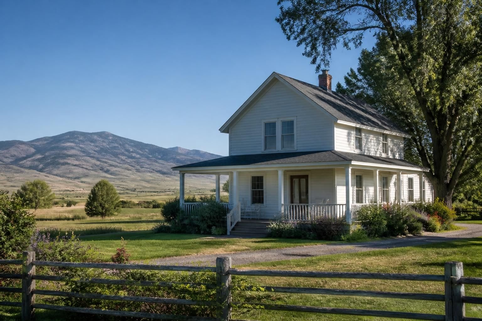 Maintained farmhouse and open land in Ballantine Montana