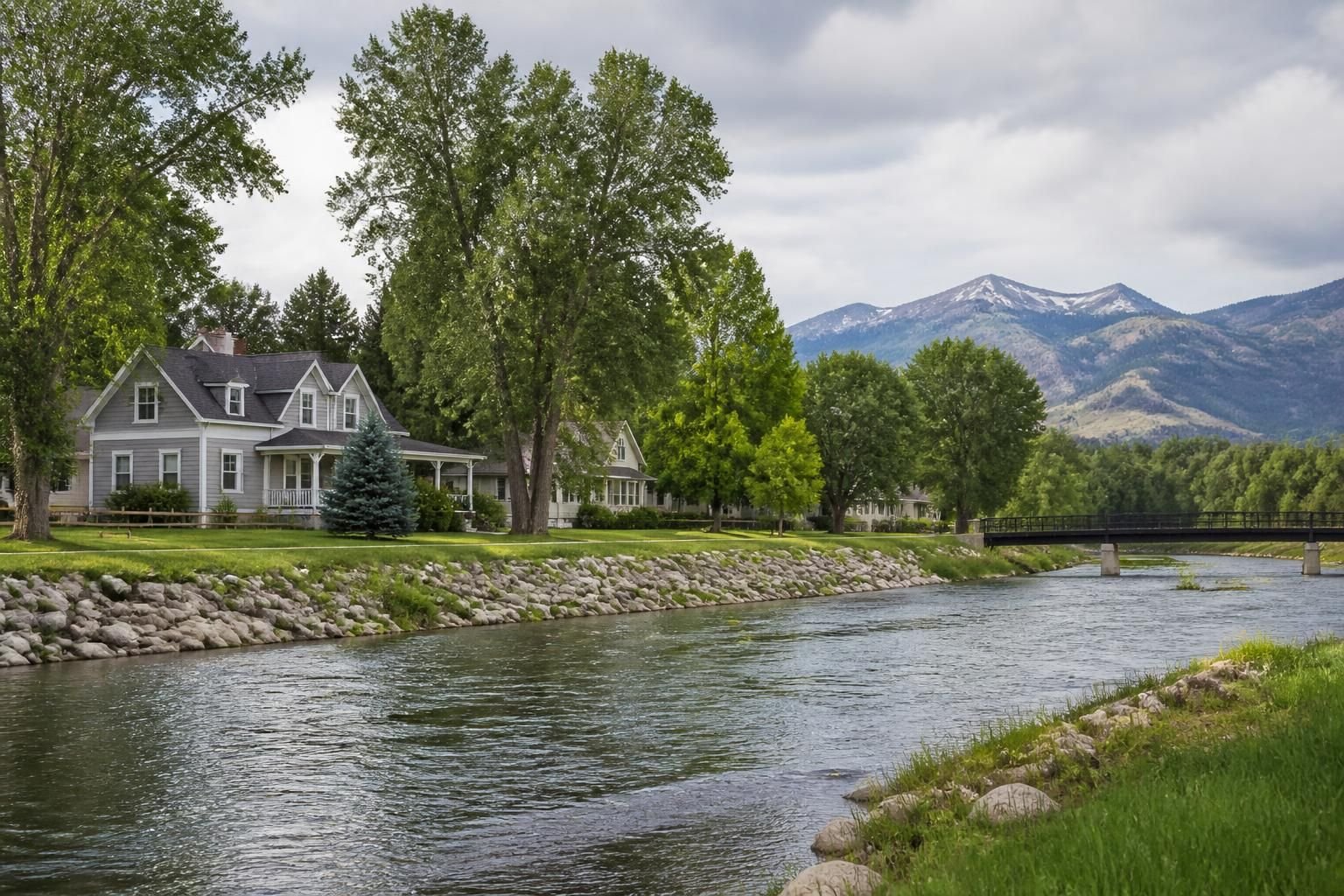 Attractive homes and mature trees in Columbus Montana