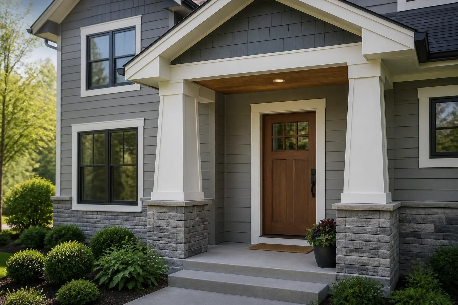 Updated home exterior with new siding and modern trim