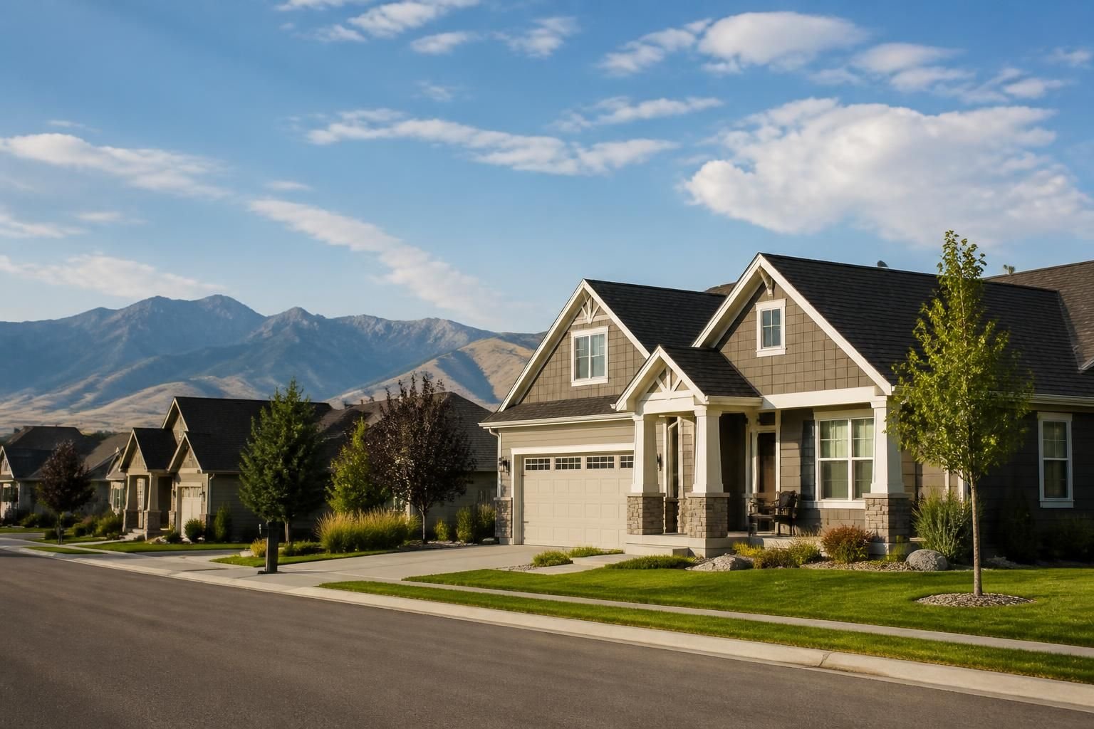 Suburban homes and open sky in Lockwood Montana