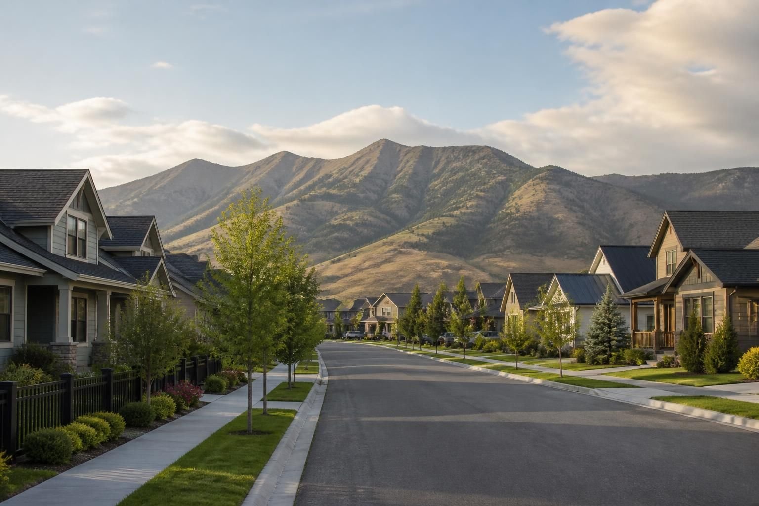 Clean residential homes on a wide street in Park City